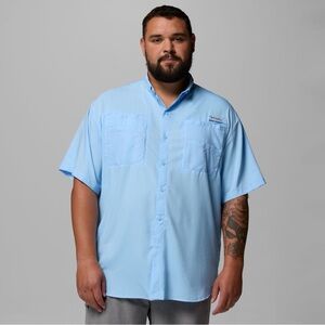 Columbia Light Blue Short-Sleeve Fishing Shirt